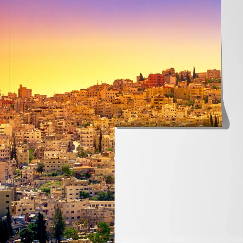 Fototapete goldene Amman skyline mit antiken säulen Fototapete goldene Amman skyline mit antiken säulen