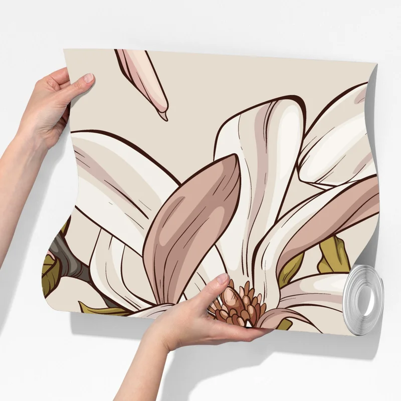 Fototapete pastell magnolien auf beigem grund Fototapete pastell magnolien auf beigem grund