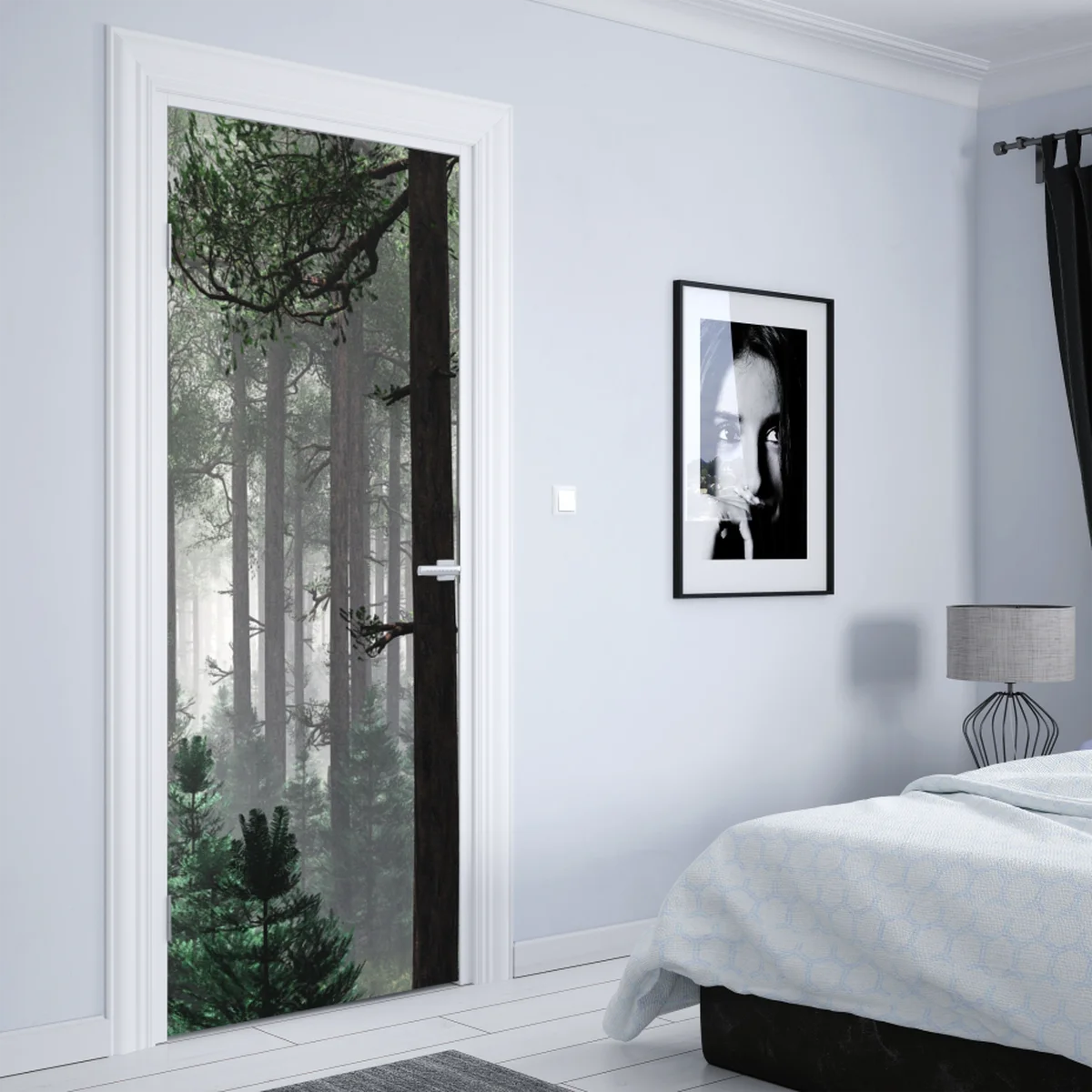 Türaufkleber nebliger immergrüner wald Türaufkleber nebliger immergrüner wald