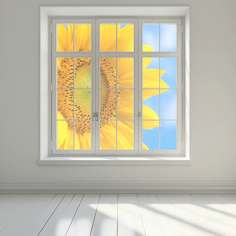 Fensteraufkleber leuchtende sonnenblume vor blauem himmel