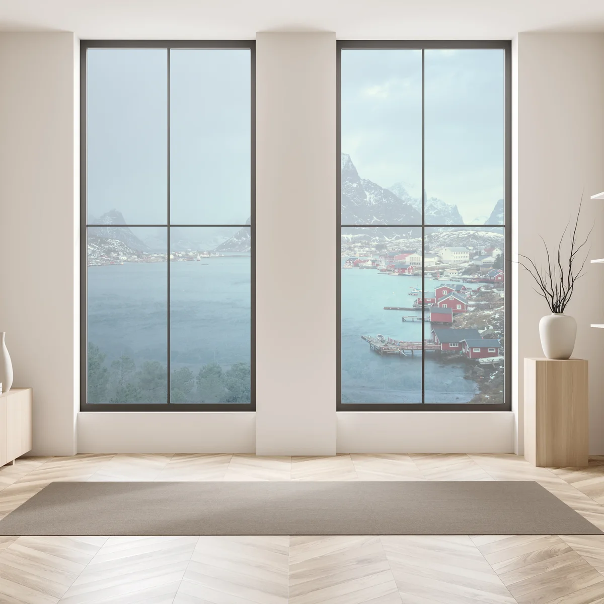 Fensteraufkleber Reine winterlicher fjord in den Lofoten Fensteraufkleber Reine winterlicher fjord in den Lofoten