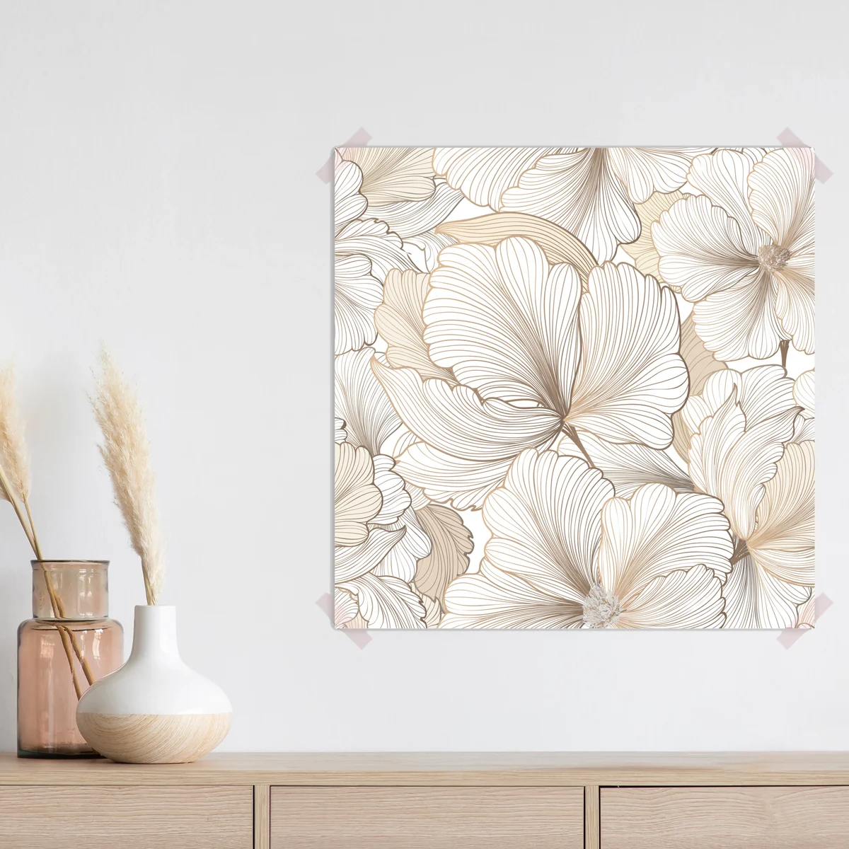 Poster zarte beige blumenillustration Poster zarte beige blumenillustration