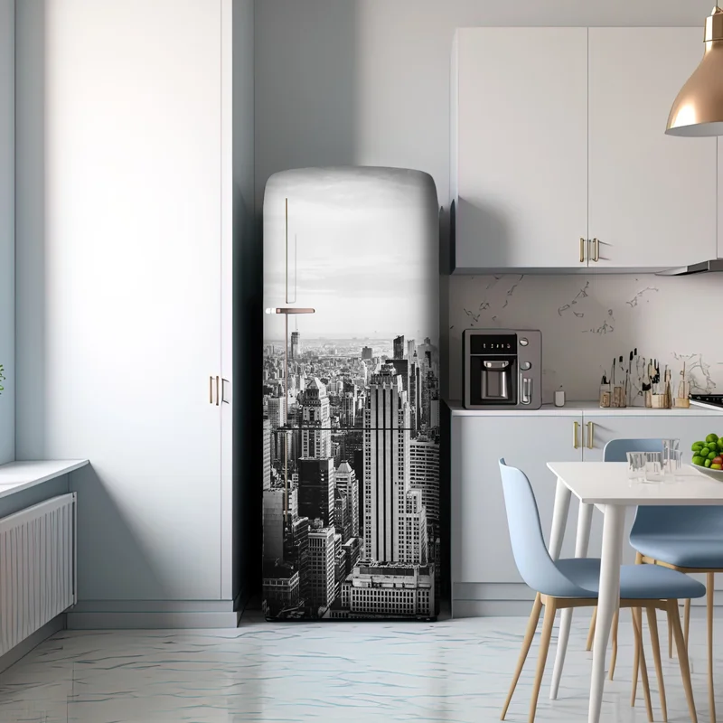 Kühlschrankaufkleber New York panorama in schwarzweiß