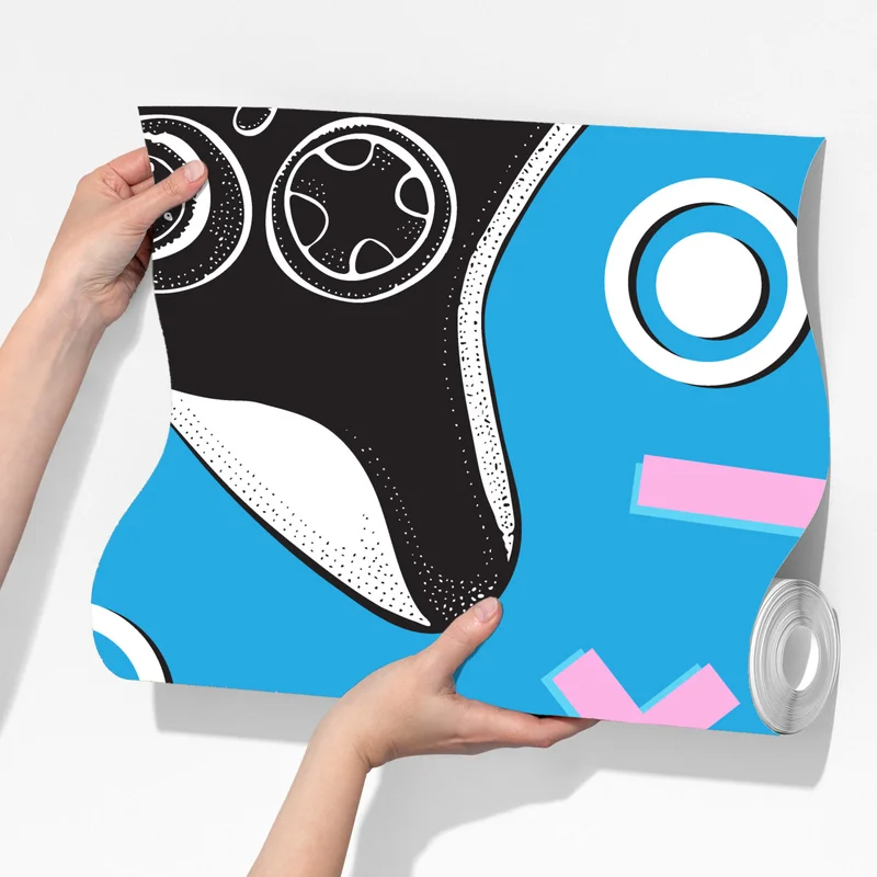 Fototapete muster mit gamecontrollern auf blauem hintergrund Fototapete muster mit gamecontrollern auf blauem hintergrund