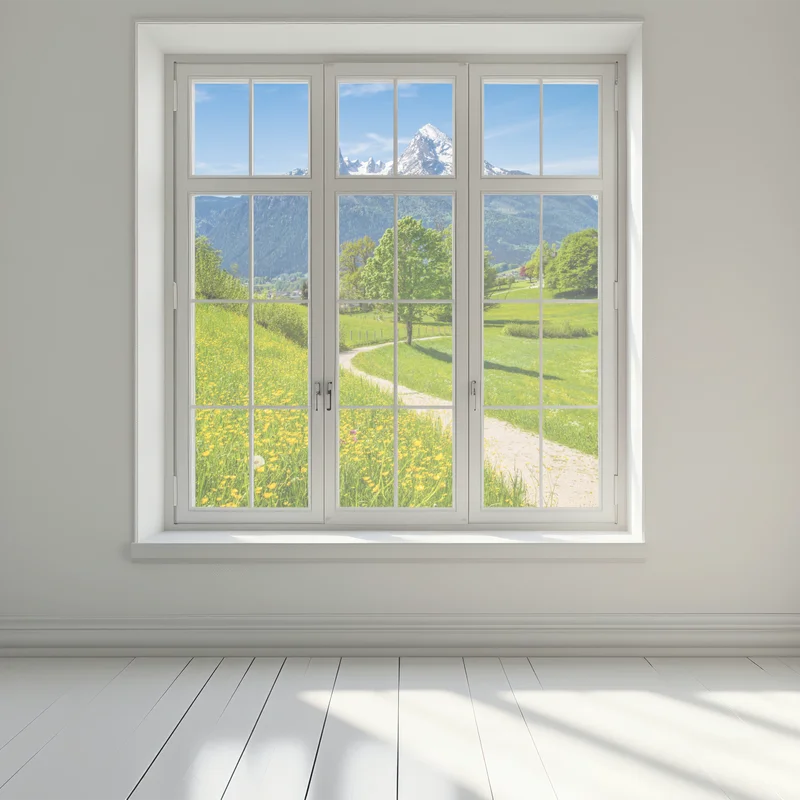 Fensteraufkleber alpenwiese und bergpfad