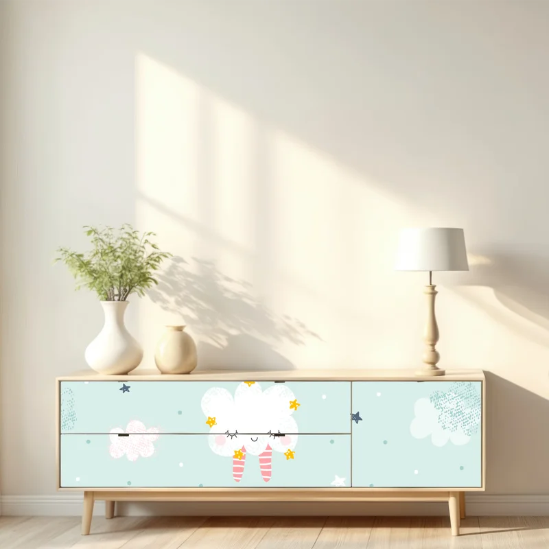 Repositionierbarer Aufkleber schlafende wolken kinderzimmer muster Repositionierbarer Aufkleber schlafende wolken kinderzimmer muster