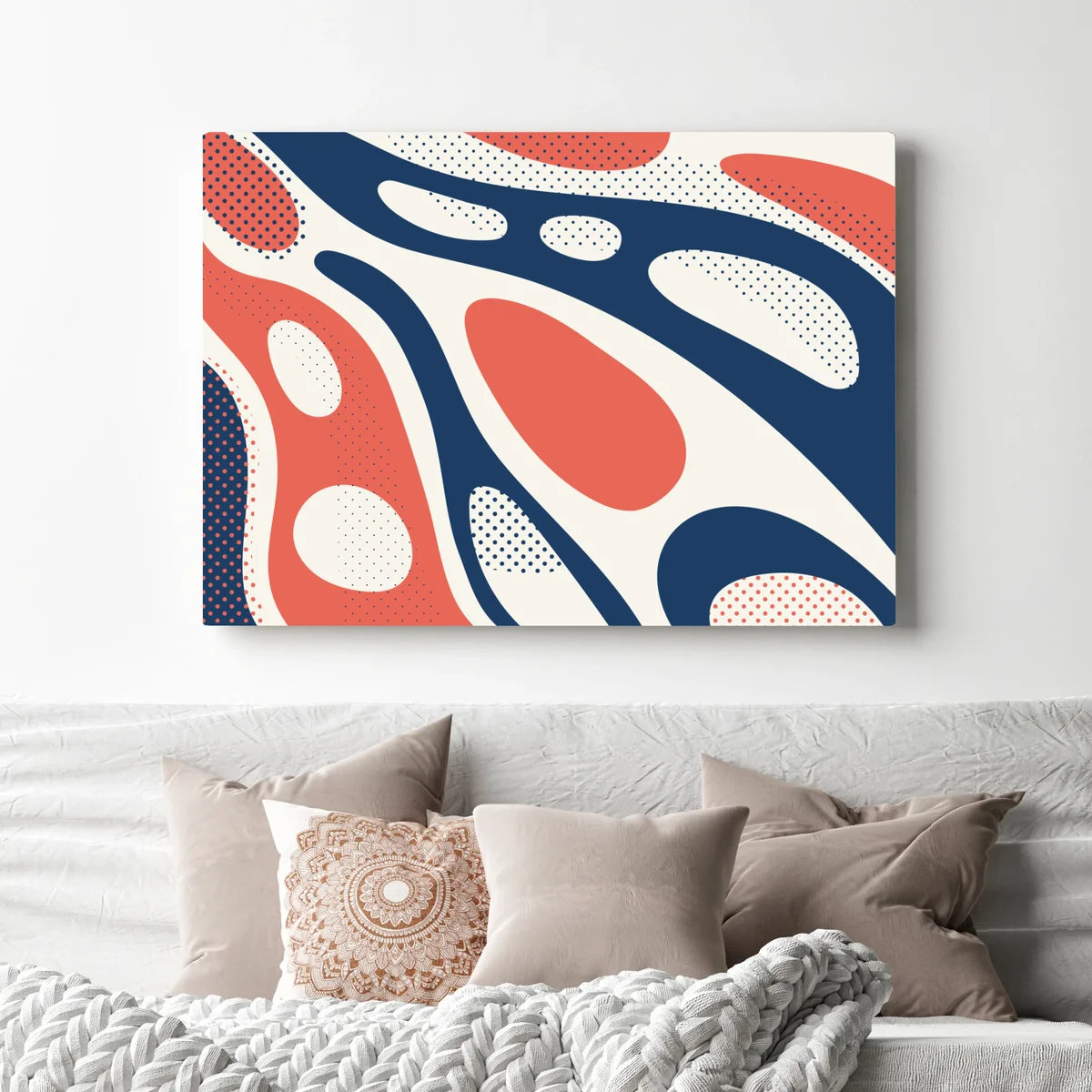 Leinwandbild retro korallenrot und marineblau abstraktes muster Leinwandbild retro korallenrot und marineblau abstraktes muster