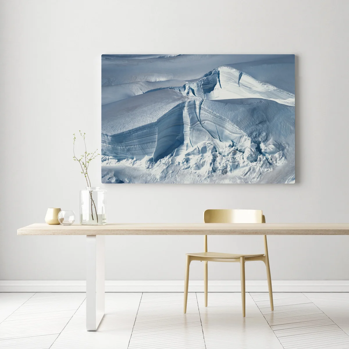 Leinwandbild gletscherlandschaft mit tiefen spalten Leinwandbild gletscherlandschaft mit tiefen spalten