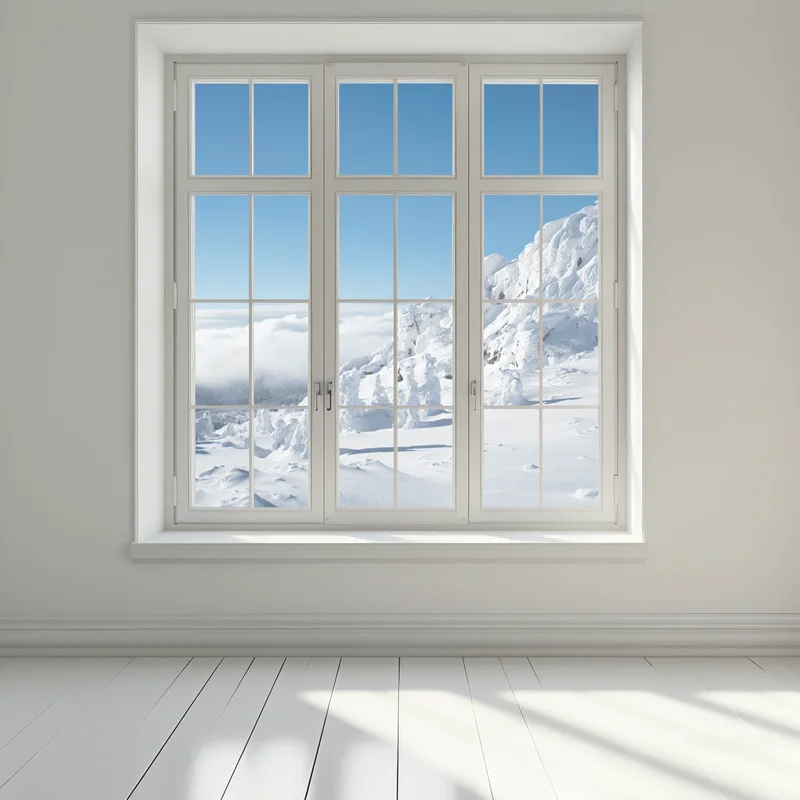 Fensteraufkleber ruhige verschneite berglandschaft