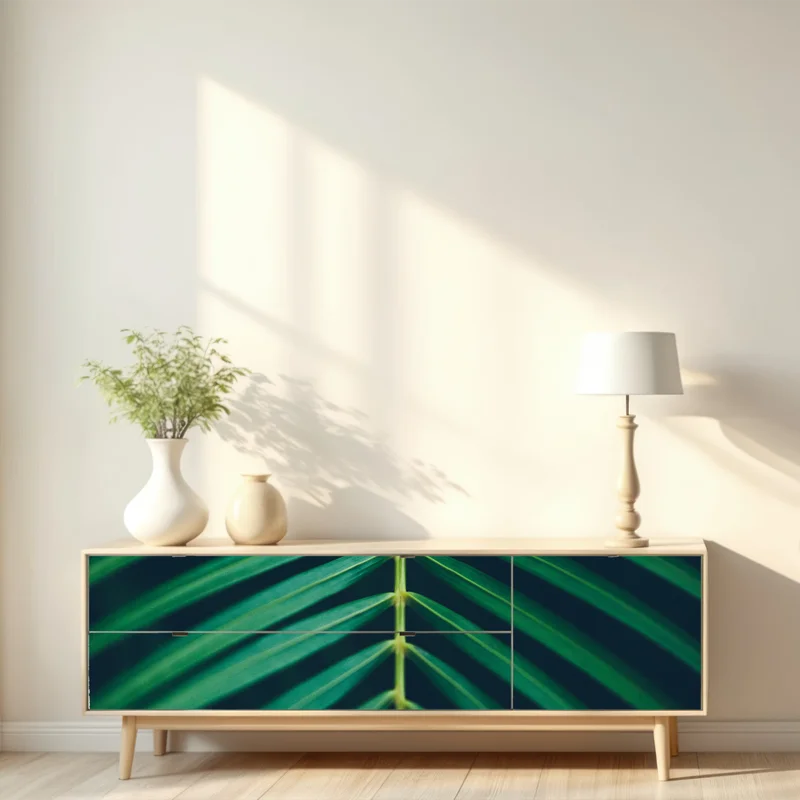 Repositionierbarer Aufkleber vertikales palmenblatt nahaufnahme