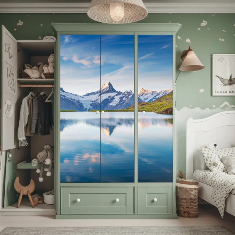 Schrankaufkleber majestätische Alpen-reflexion am Bachalpsee