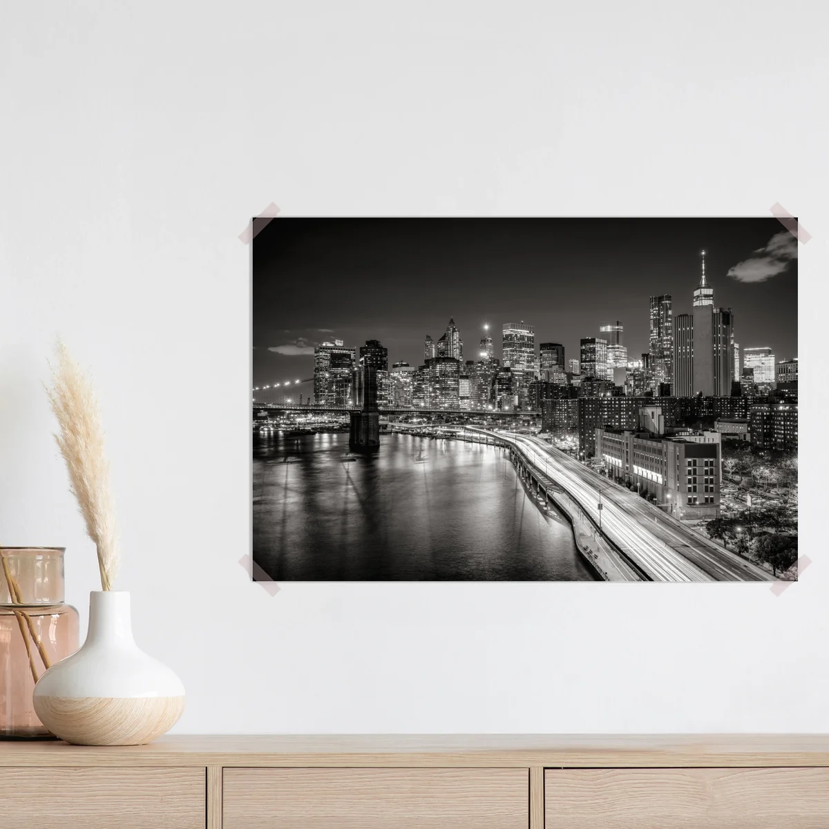 Poster monochrome stadtsilhouette bei nacht Poster monochrome stadtsilhouette bei nacht