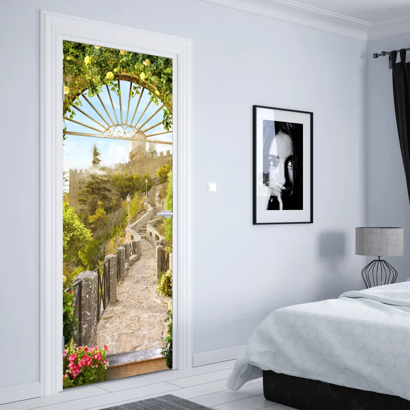 Türaufkleber sonniger gartenweg zum schloss