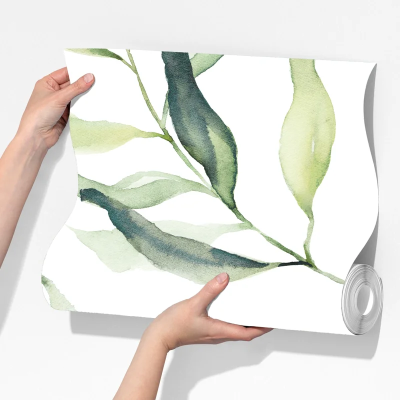 Fototapete sanftes aquarellmuster mit eukalyptusblättern Fototapete sanftes aquarellmuster mit eukalyptusblättern