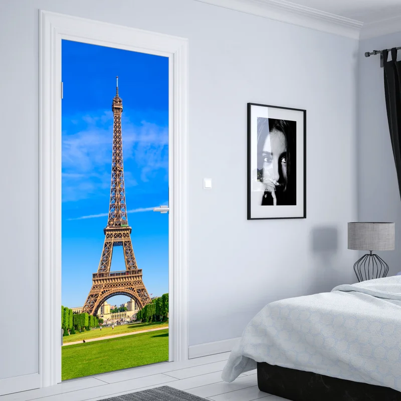 Türaufkleber Eiffelturm am Champ de Mars, lebendige pariser skyline