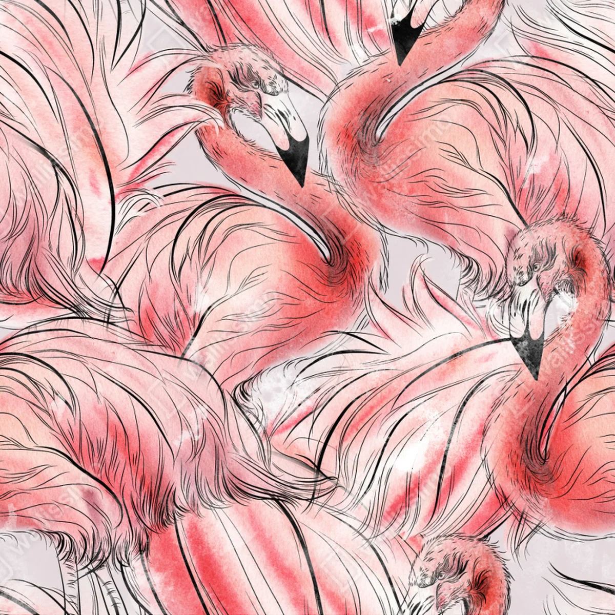 Laptop-Aufkleber aquarell flamingo nahtloses muster Laptop-Aufkleber aquarell flamingo nahtloses muster