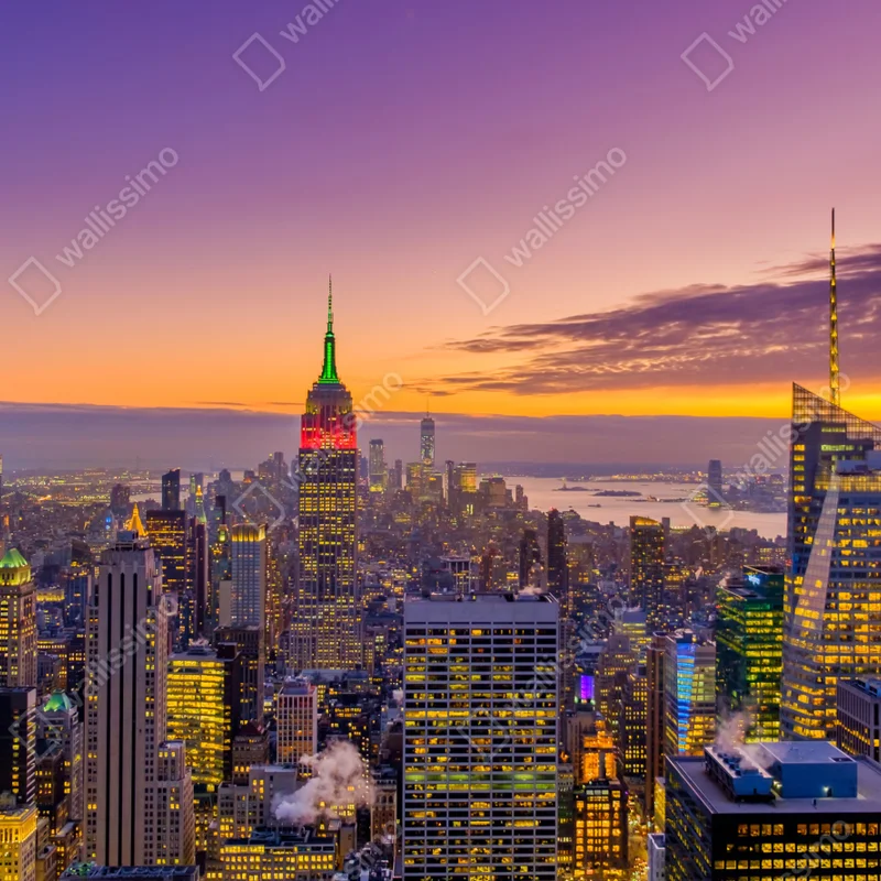 Türaufkleber lebendige New York skyline bei sonnenuntergang Türaufkleber lebendige New York skyline bei sonnenuntergang
