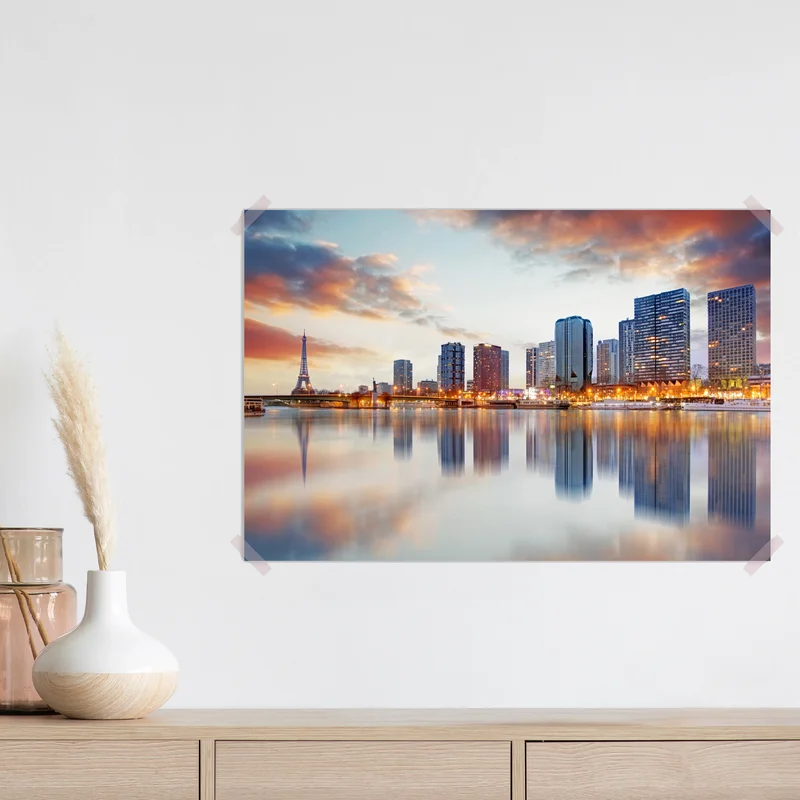 Poster Paris skyline bei sonnenuntergang mit Eiffelturm Poster Paris skyline bei sonnenuntergang mit Eiffelturm