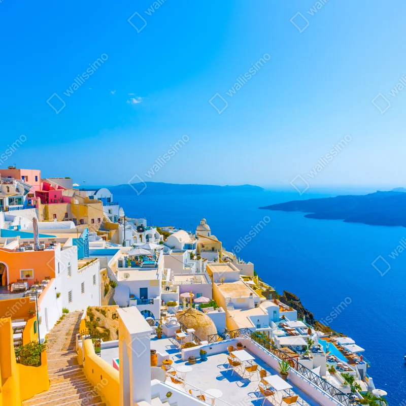 Fensteraufkleber sonnige ansicht der caldera von Santorini Fensteraufkleber sonnige ansicht der caldera von Santorini