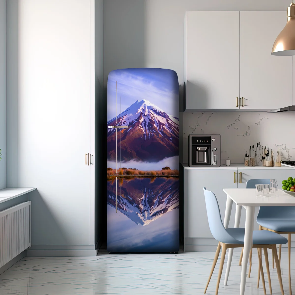 Kühlschrankaufkleber majestätische bergspiegelung bei sonnenaufgang Kühlschrankaufkleber majestätische bergspiegelung bei sonnenaufgang