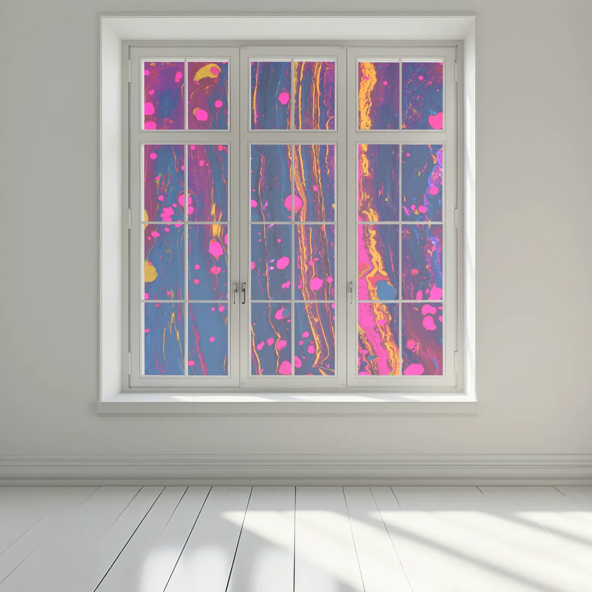 Fensteraufkleber neon marmorierte abstrakte wandgrafik Fensteraufkleber neon marmorierte abstrakte wandgrafik