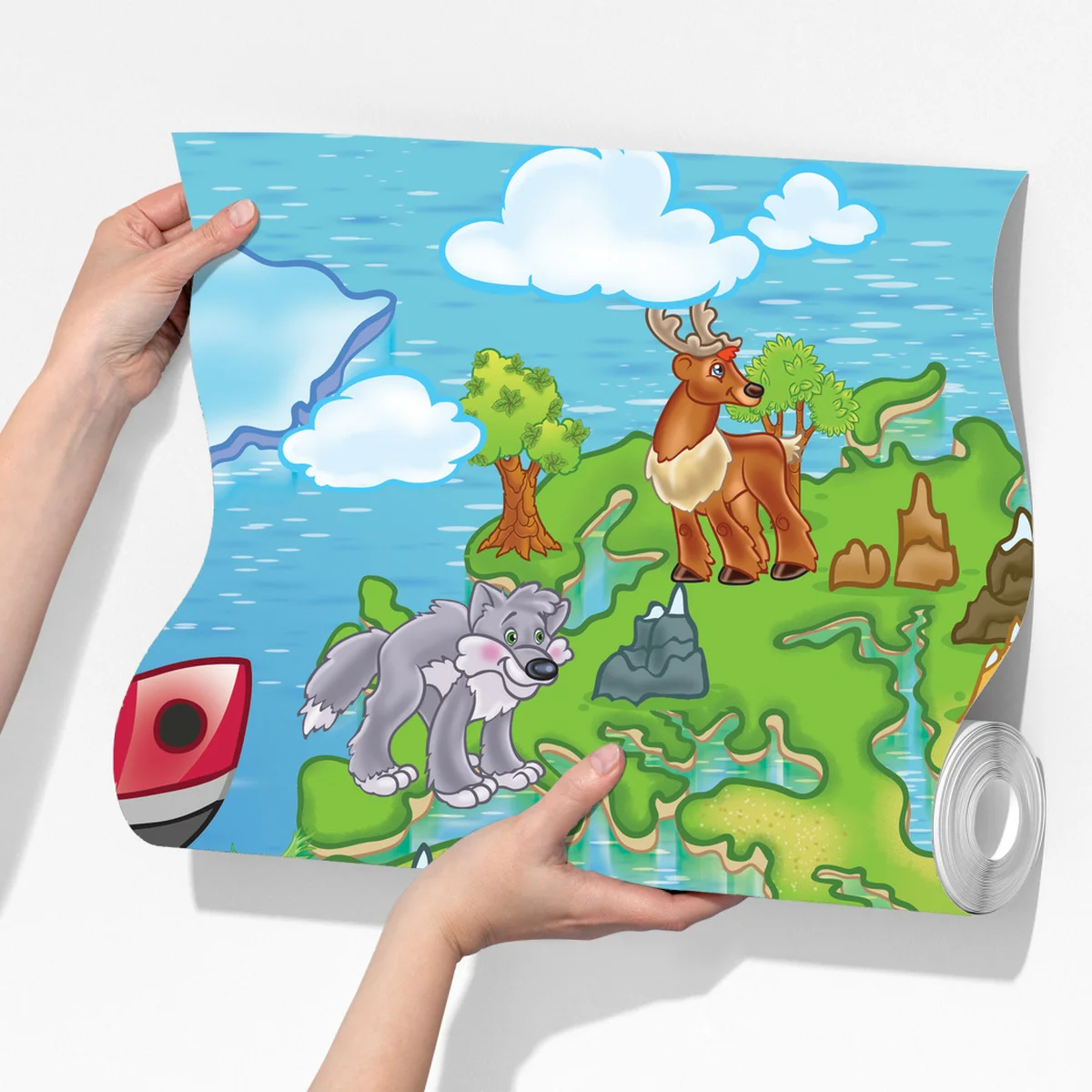 Fototapete niedliche cartoon-weltkarte für kinder Fototapete niedliche cartoon-weltkarte für kinder