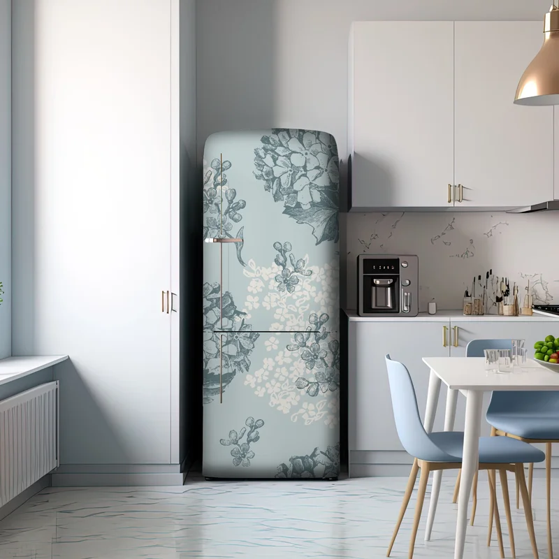 Kühlschrankaufkleber zartes pastell hortensienmuster