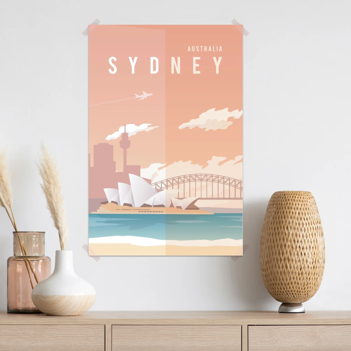 Poster pastellblick auf Sydney mit opernhaus und brücke Poster pastellblick auf Sydney mit opernhaus und brücke