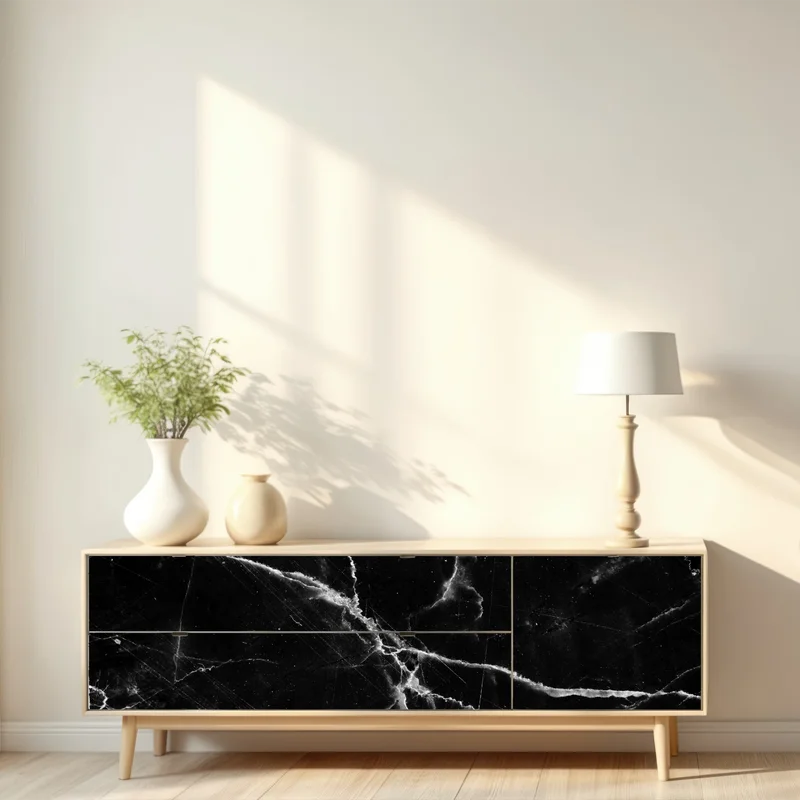 Repositionierbarer Aufkleber schwarzer marmor mit weißen adern Repositionierbarer Aufkleber schwarzer marmor mit weißen adern