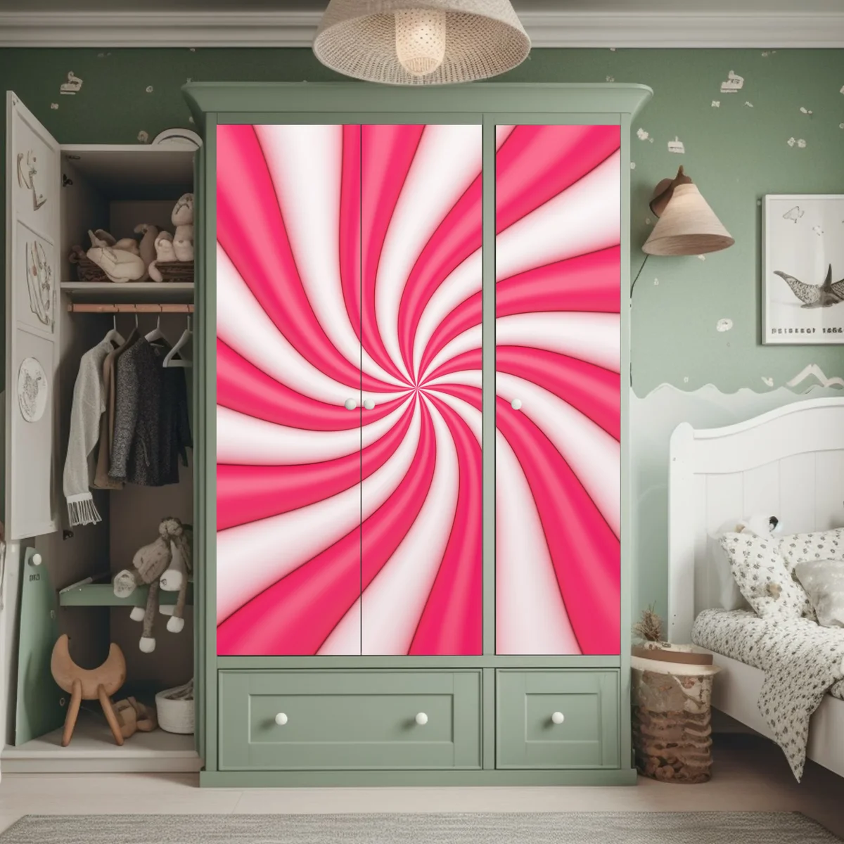 Schrankaufkleber rosa bonbonspirale Schrankaufkleber rosa bonbonspirale