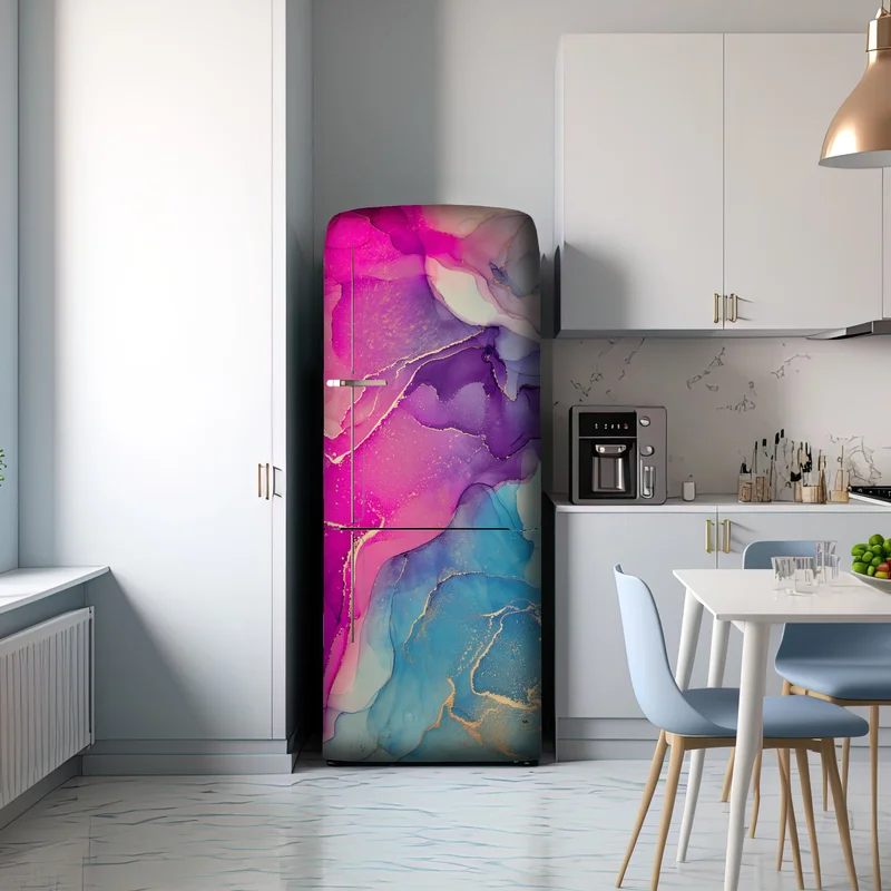 Kühlschrankaufkleber leuchtende marmorierte komposition aus alkohol-tinte