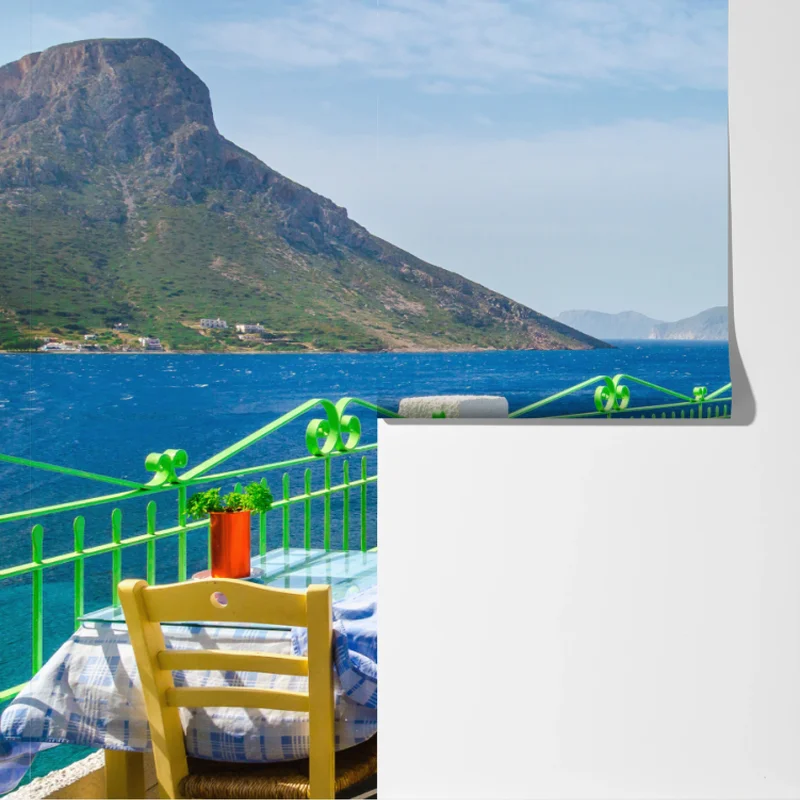 Fototapete sonnige terrasse am meer mit küstenblick Fototapete sonnige terrasse am meer mit küstenblick