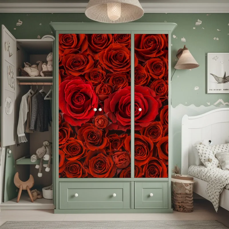 Schrankaufkleber prunkvolle collage roter rosen Schrankaufkleber prunkvolle collage roter rosen