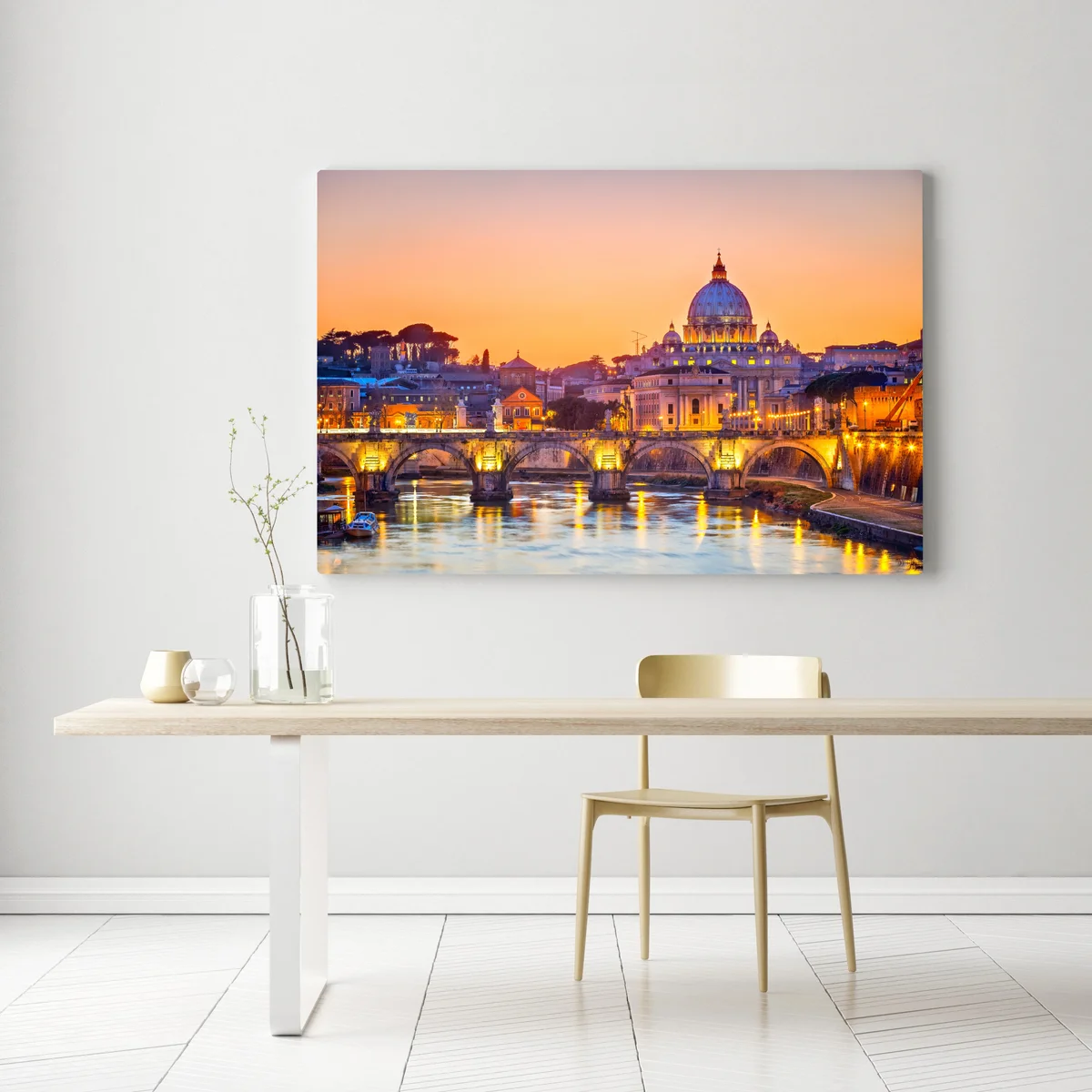 Leinwandbild sonnenuntergang über dem Petersdom und dem Tiber Leinwandbild sonnenuntergang über dem Petersdom und dem Tiber