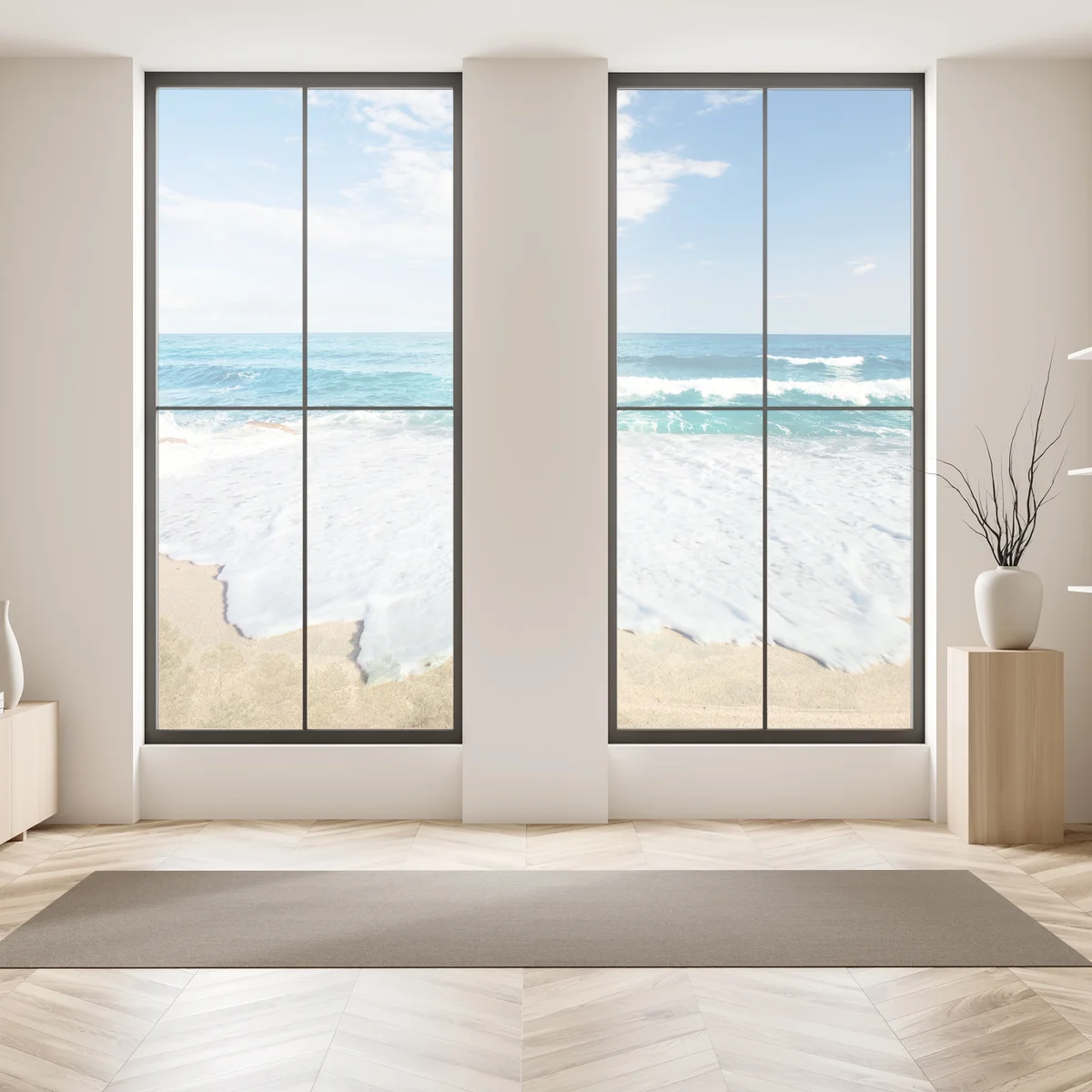 Fensteraufkleber türkisfarbene wellen am sandstrand Fensteraufkleber türkisfarbene wellen am sandstrand