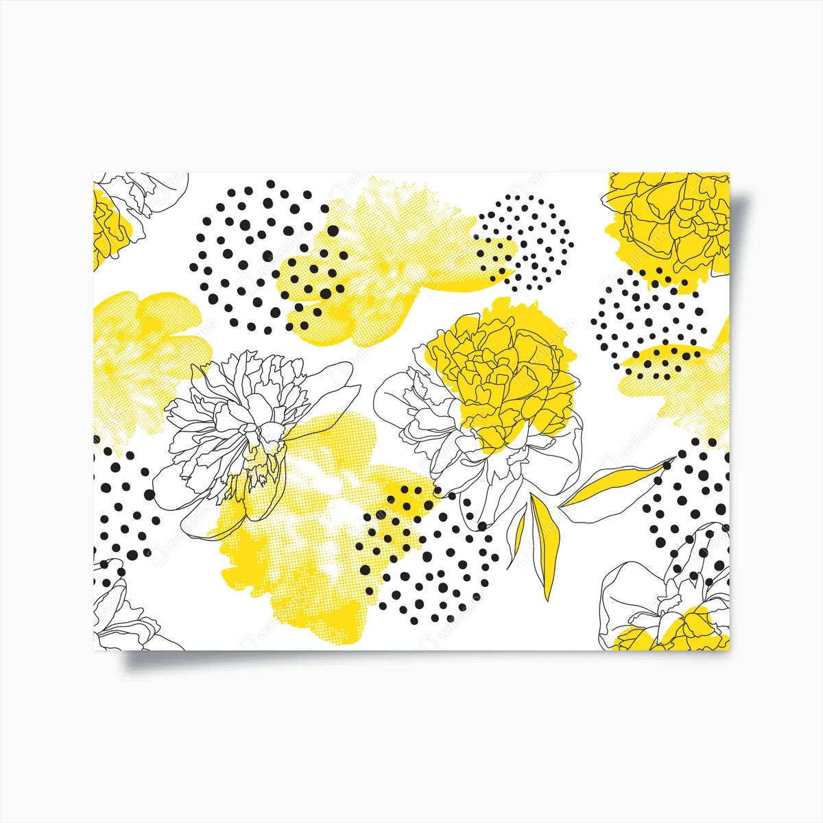 Poster gelbes pfingstrosen-muster im pop-art-stil • Poster bei Wallnifity® Poster gelbes pfingstrosen-muster im pop-art-stil • Poster bei Wallnifity®