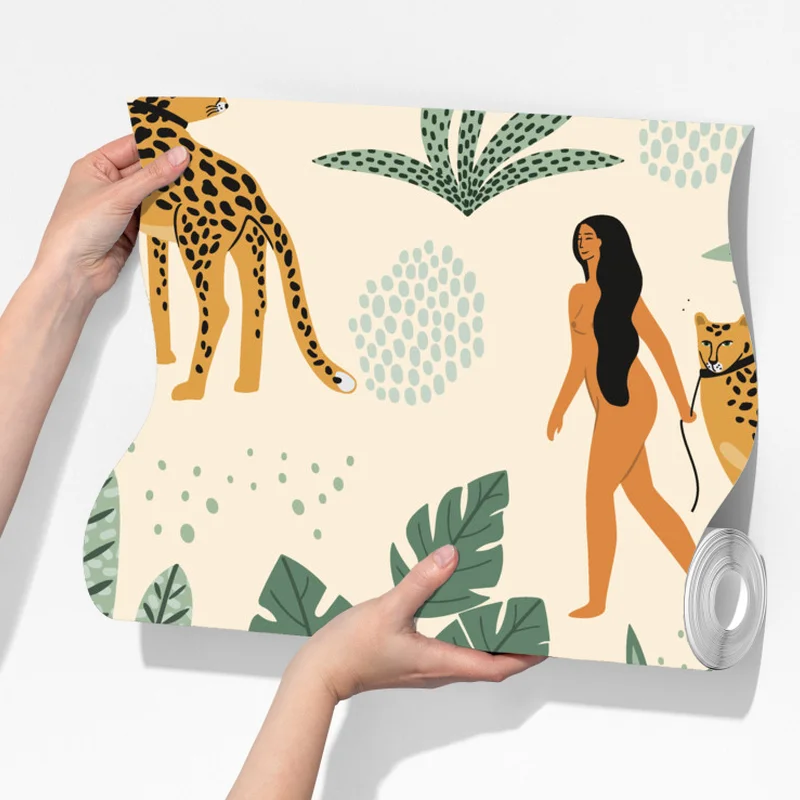 Fototapete exotisches muster mit geparden und blättern Fototapete exotisches muster mit geparden und blättern