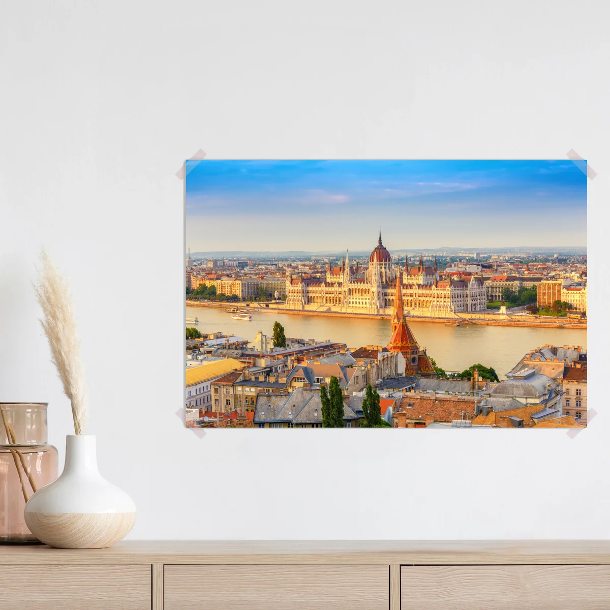 Poster Budapest skyline mit dem ungarischen Parlament am Donauufer Poster Budapest skyline mit dem ungarischen Parlament am Donauufer