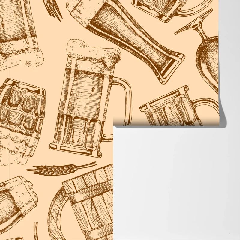 Fototapete retro muster mit bierkrügen Fototapete retro muster mit bierkrügen