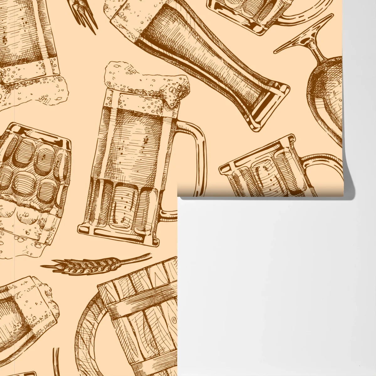 Fototapete retro muster mit bierkrügen Fototapete retro muster mit bierkrügen