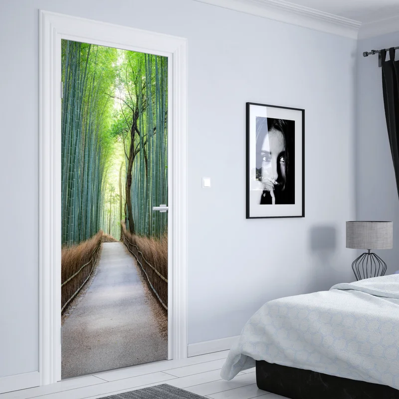 Türaufkleber ruhiger bambuswaldweg Türaufkleber ruhiger bambuswaldweg