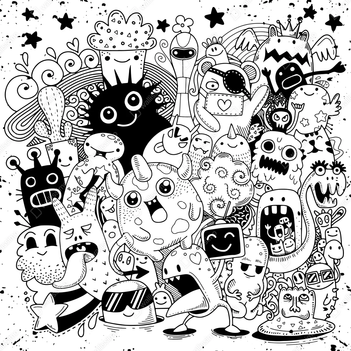 Fototapete verspielte monster-zeichnung Fototapete verspielte monster-zeichnung