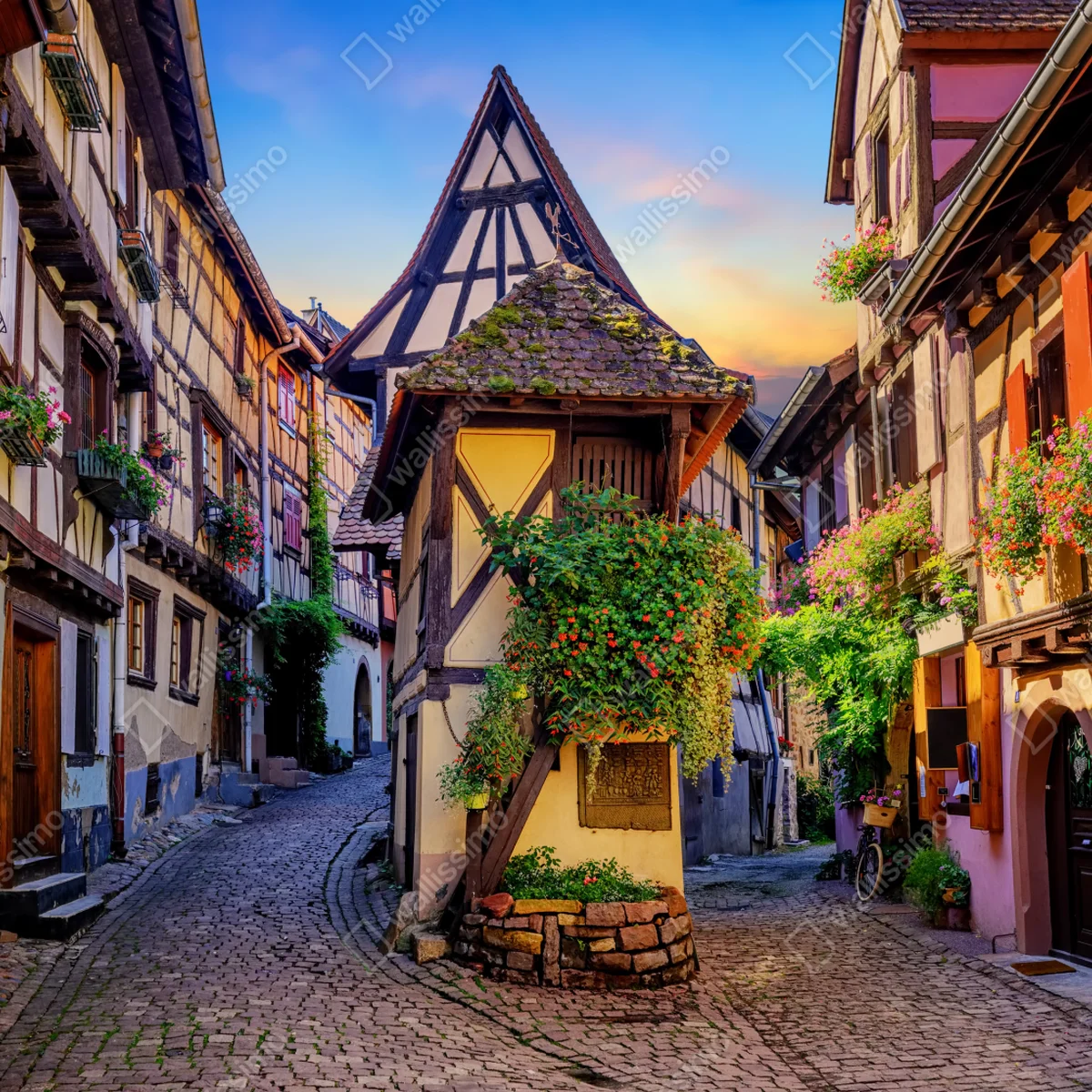 Leinwandbild malerische fachwerkstraße in Eguisheim, Elsass Leinwandbild malerische fachwerkstraße in Eguisheim, Elsass