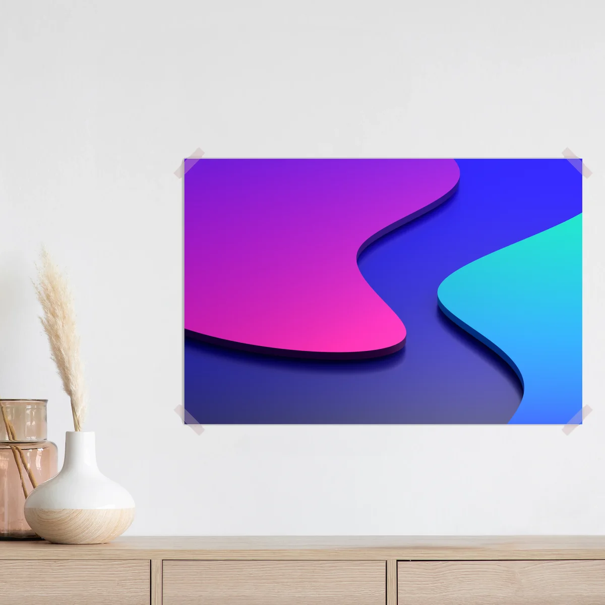 Poster leuchtende lila-blaue abstrakte 3d-formen Poster leuchtende lila-blaue abstrakte 3d-formen