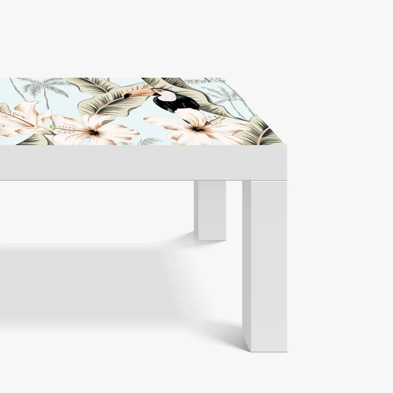 Tischaufkleber und Schreibtischaufkleber tropisches tukan- und hibiskusmotiv Tischaufkleber und Schreibtischaufkleber tropisches tukan- und hibiskusmotiv