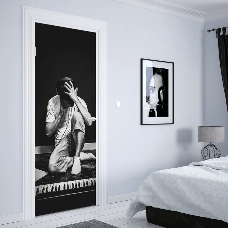 Türaufkleber introvertierter musiker am keyboard Türaufkleber introvertierter musiker am keyboard