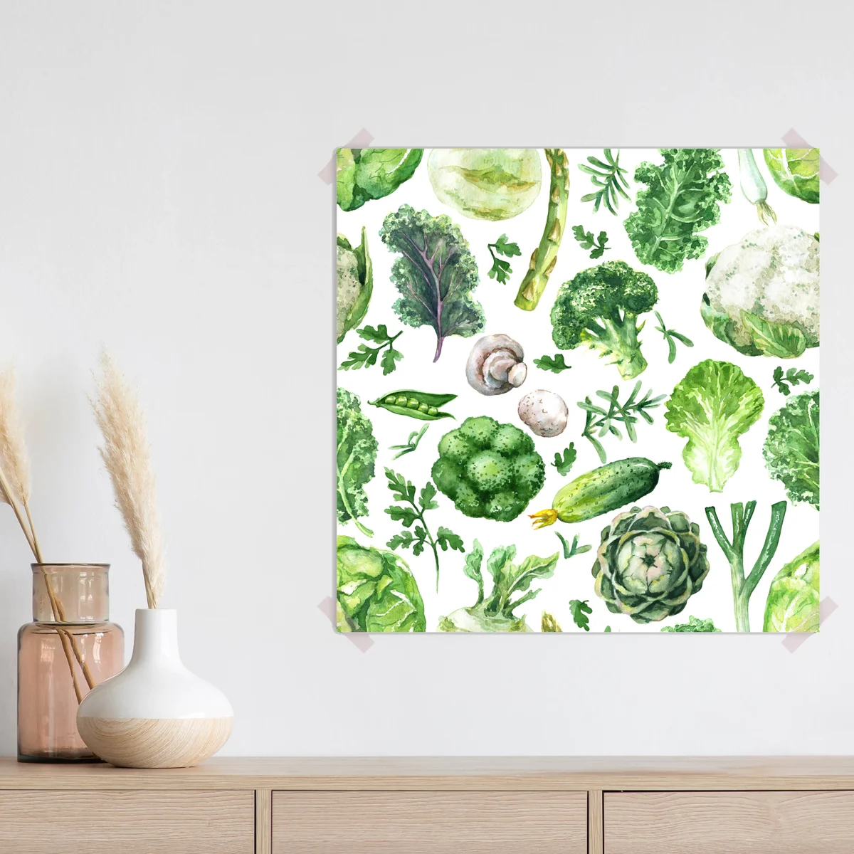 Poster aquarellmuster grünes gemüse Poster aquarellmuster grünes gemüse
