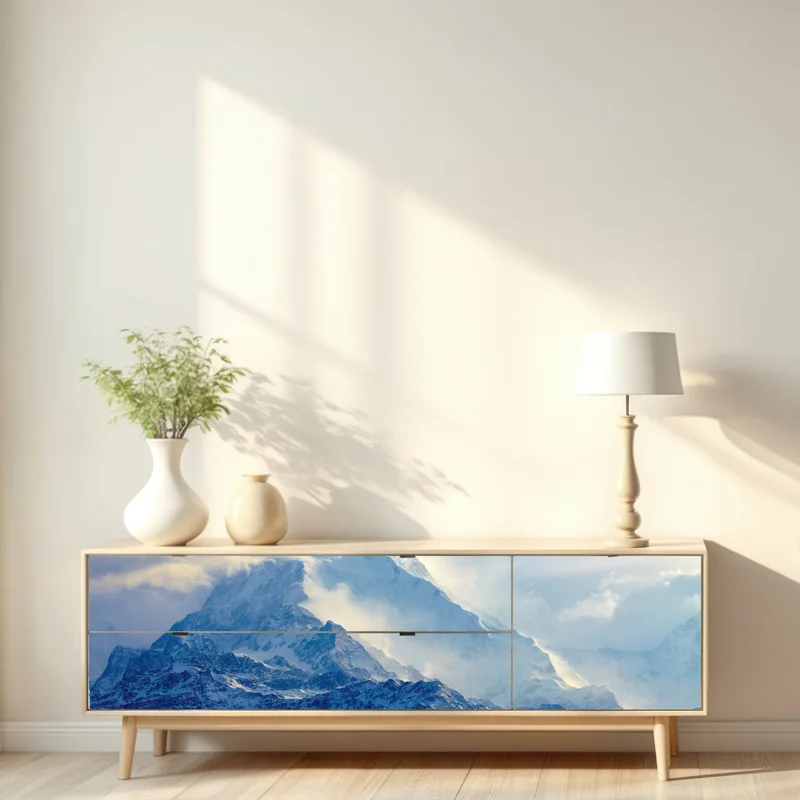 Repositionierbarer Aufkleber majestätischer schneebedeckter berggipfel