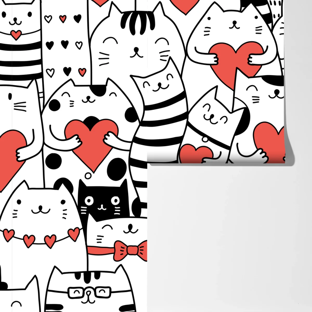 Fototapete süße katzen mit herzen muster Fototapete süße katzen mit herzen muster