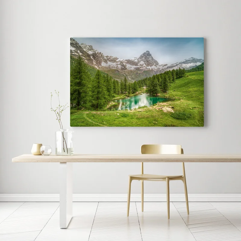 Leinwandbild türkisfarbener alpensee bei Cervinia Leinwandbild türkisfarbener alpensee bei Cervinia